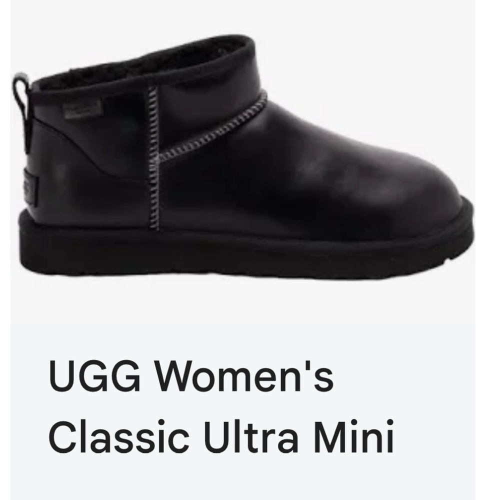 Black ultra mini leather Uggs